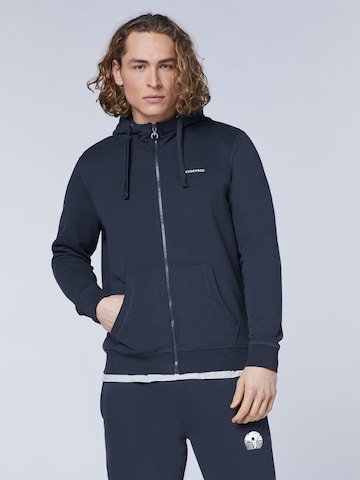 CHIEMSEE Athletic Zip-Up Hoodie in Blue: front