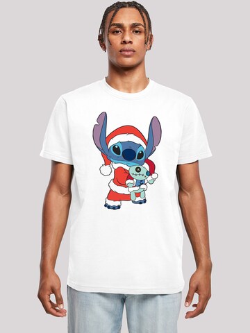 T-Shirt 'Disney Lilo & Stitch Christmas' F4NT4STIC en blanc : devant