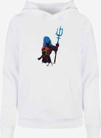 ABSOLUTE CULT Sweatshirt 'Aquaman - Battle Silhouette' in Weiß: predná strana