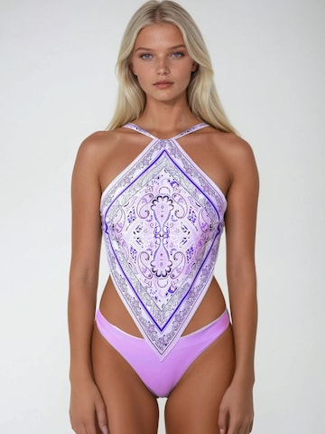 High neck Bikini 'Capri' di Flavia Valentini in lilla: frontale