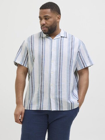 Jack & Jones Plus Comfort fit Button Up Shirt in Blue: front