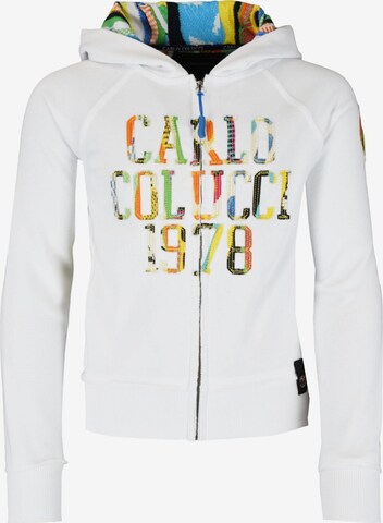 Carlo Colucci Zip-Up Hoodie 'Carletto' in White: front