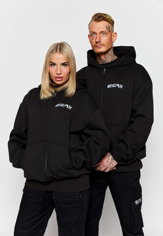 Multiply Apparel - Sudadera con cremallera 'Stay True' en negro: frente