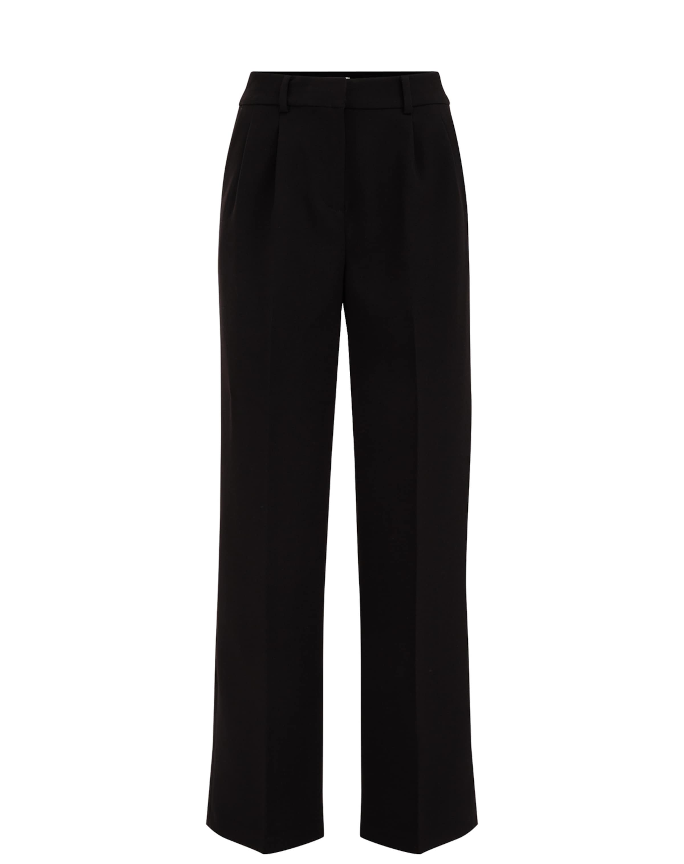 WE Fashion Широки крачоли Панталон с набор в черно: отпред