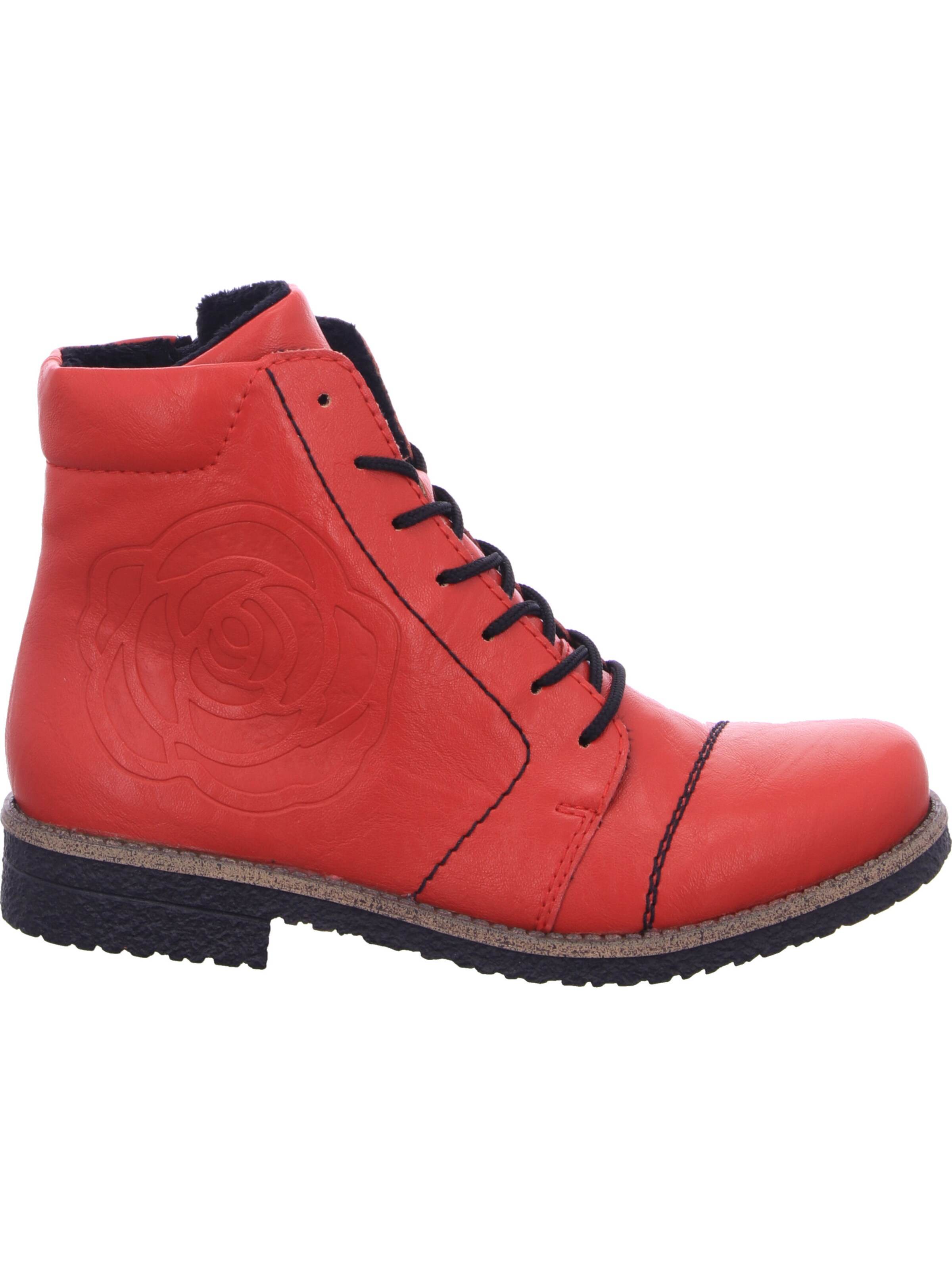 Rieker Lace-Up Ankle Boots in Red