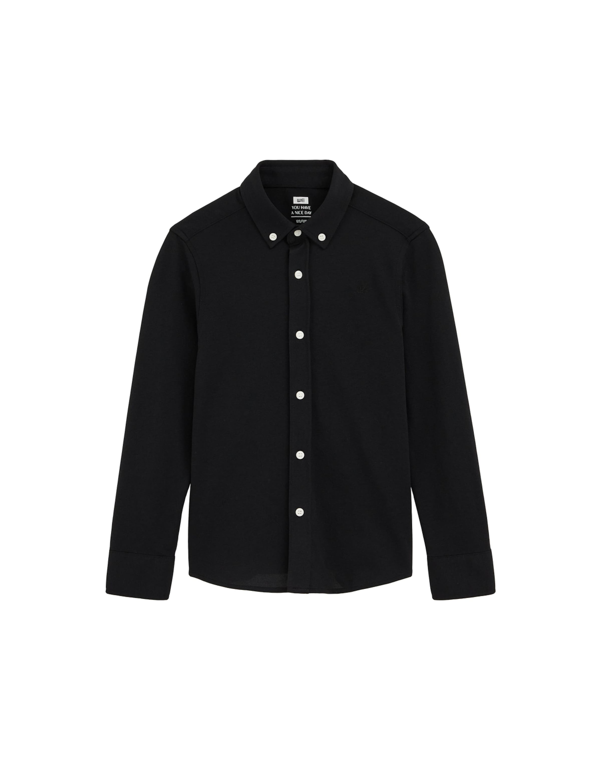 WE Fashion Regular fit Πουκάμισο σε μαύρο: μπροστά