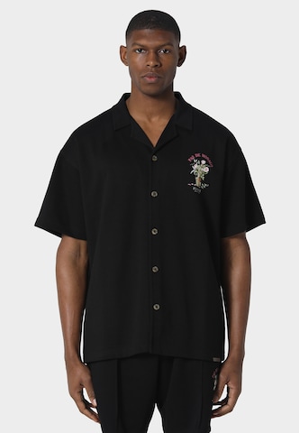 Coupe regular Chemise 'BOTANICA' Pas De Monaco en noir : devant