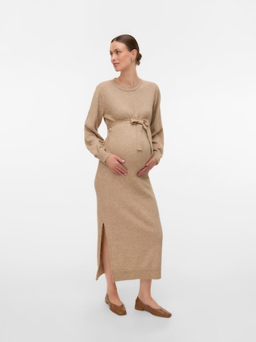 MAMALICIOUS Gebreide jurk 'MLNEWANNE' in Beige