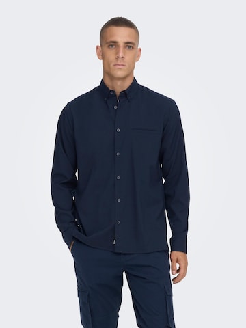 Only & Sons Regular fit Button Up Shirt 'Yuki' in Blue