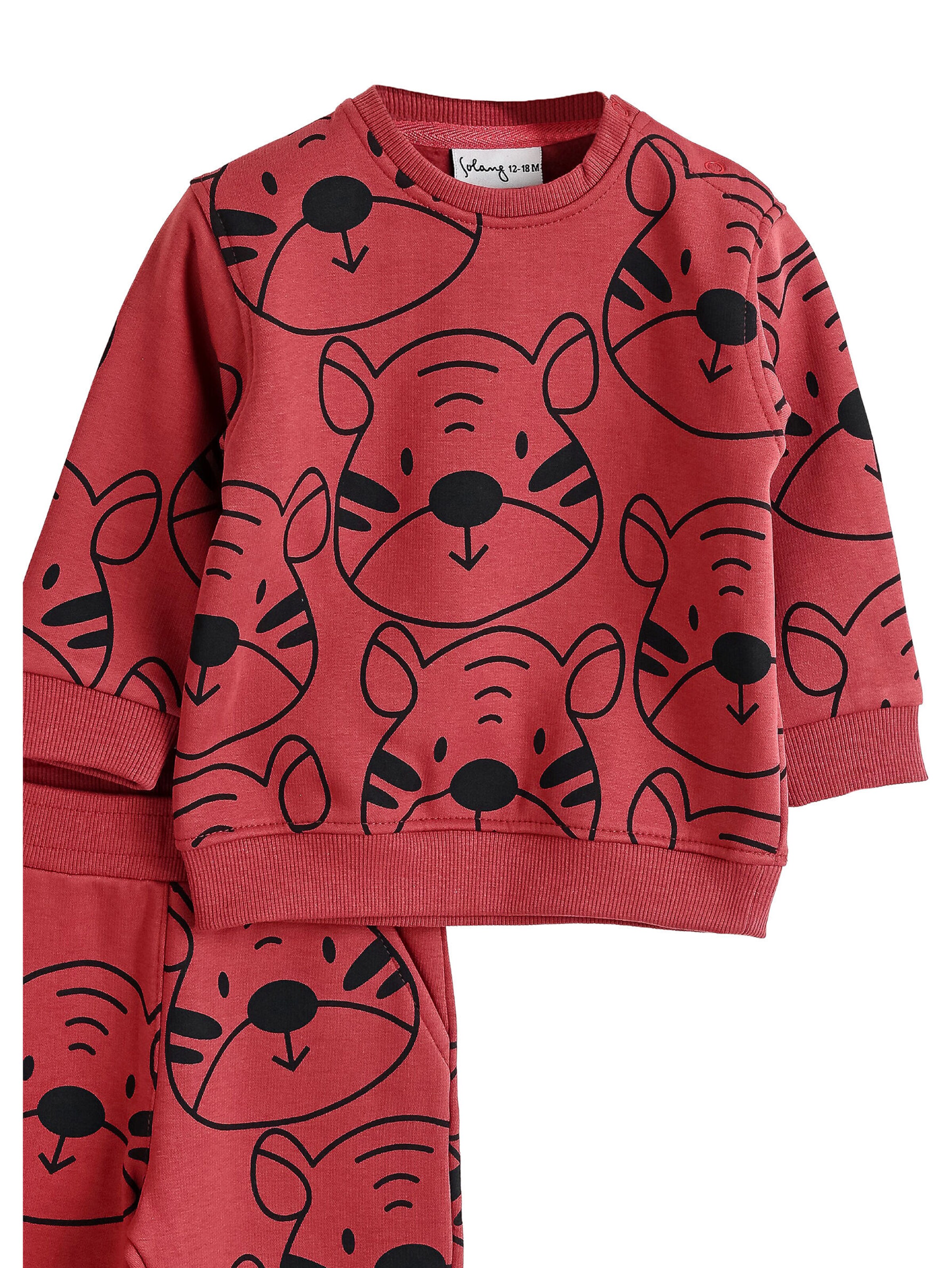 Solang Freizeitanzug  Baby-Zweiteiler-Set Allover-Tigerprint in Rot