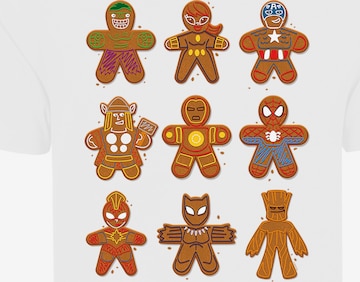 T-Shirt 'Marvel Universe Christmas Gingerbread Avengers' F4NT4STIC en blanc : devant