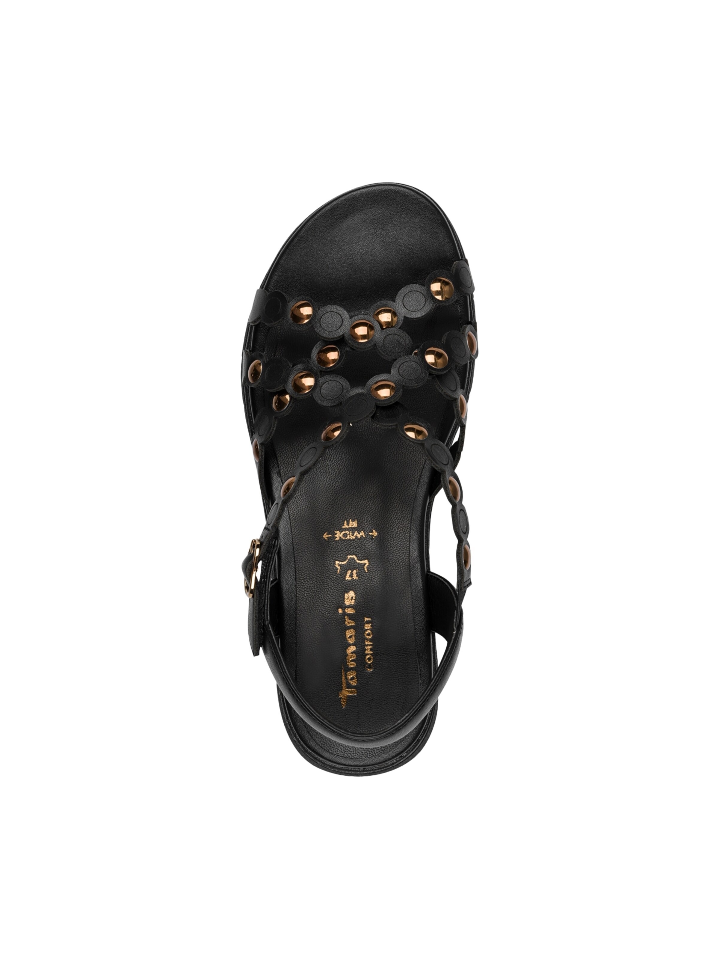 Sandales 'Bequeme Ledersandalen mit Keilabsatz' Tamaris en noir