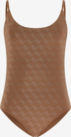 GUESS Bralette Swimsuit in Brown: front