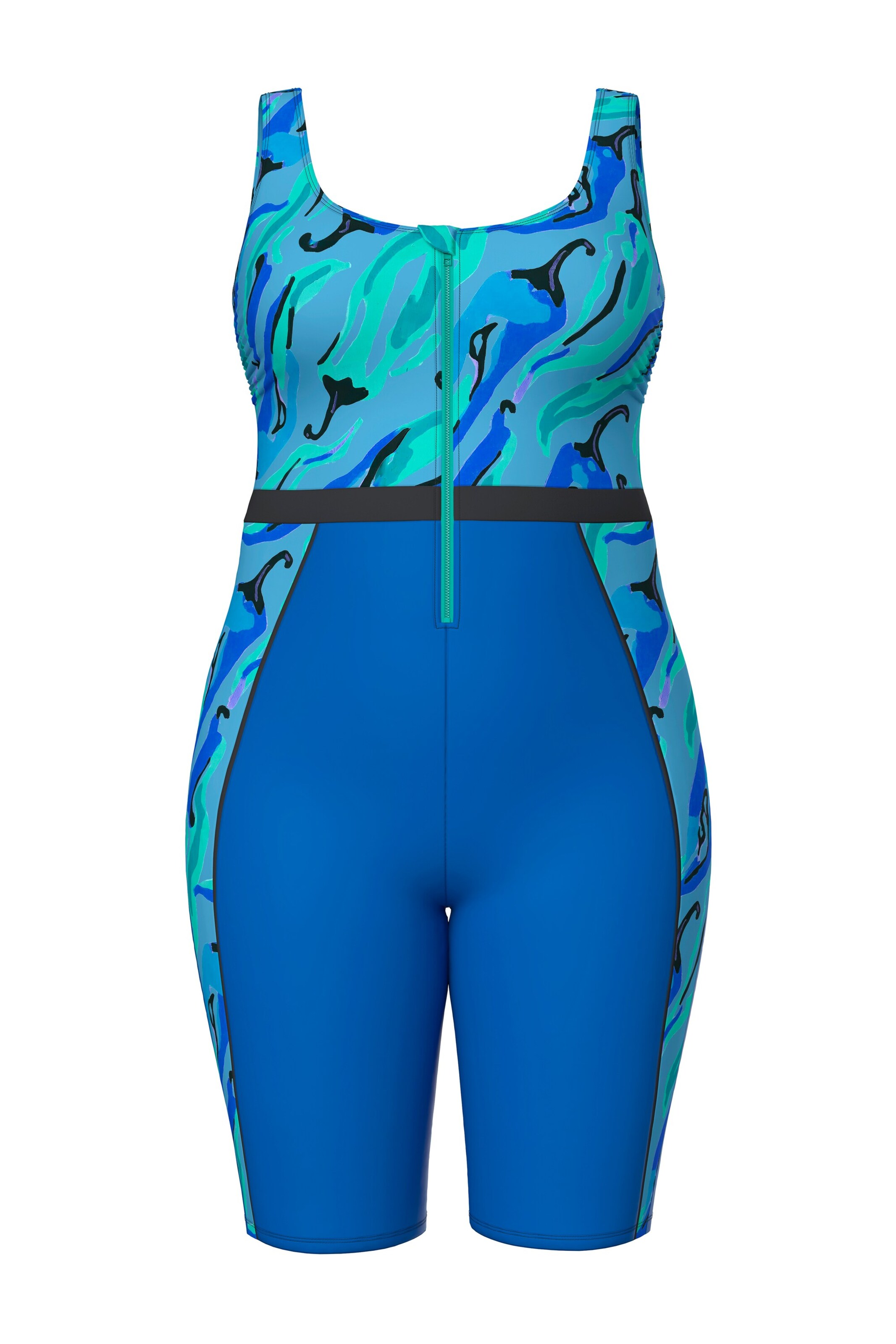 Ulla Popken Bralette Swimsuit in Blue: front