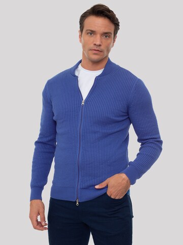 Sir Raymond Tailor Knit Cardigan 'Milan' in Blue: front