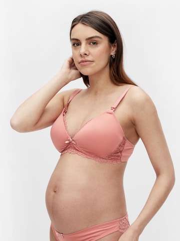 MAMALICIOUS T-shirt Nursing Bra 'Amour' in Pink: front