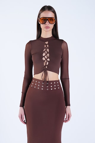 T-shirt Trend Alaçatı Stili en marron : devant