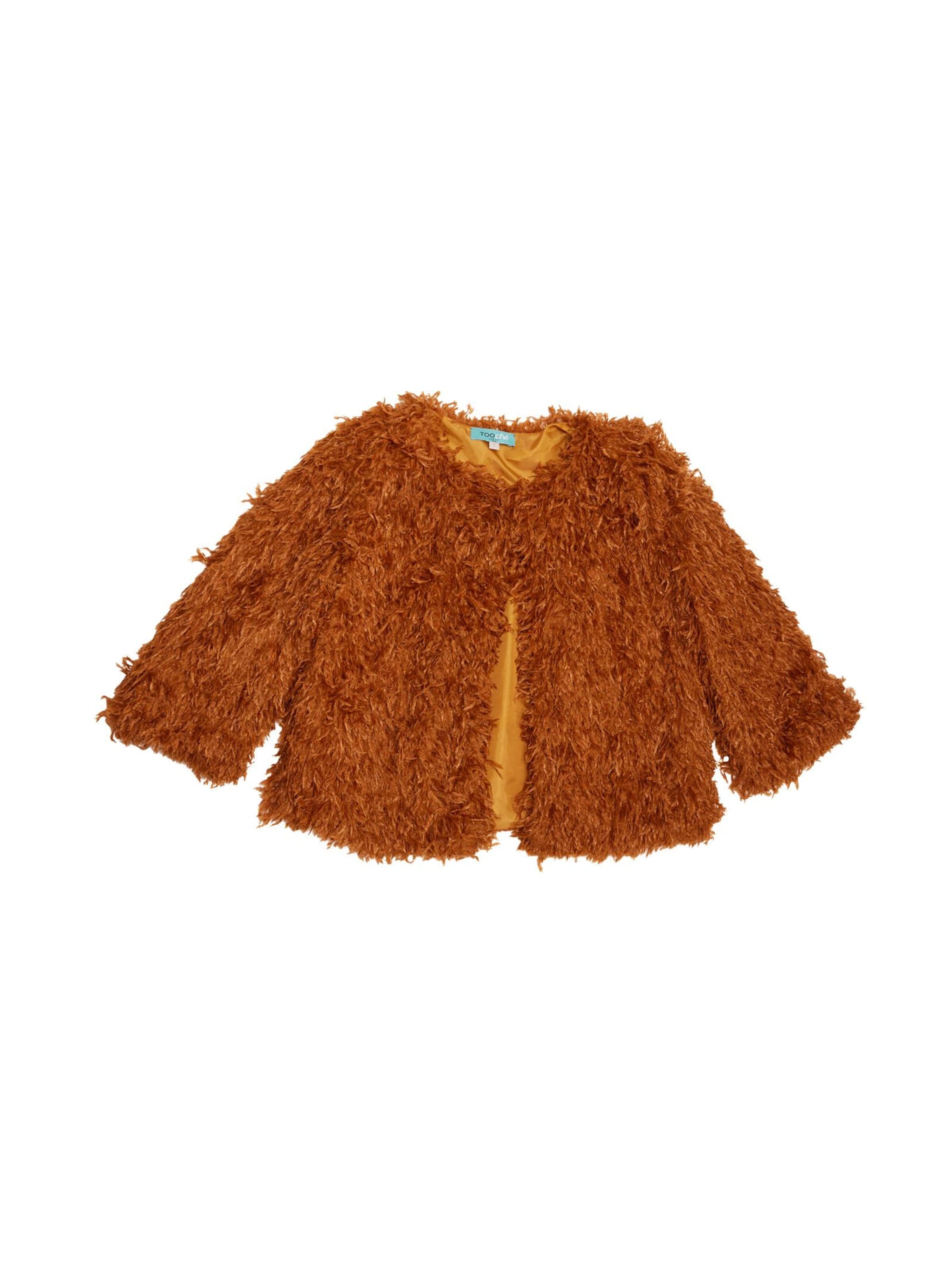TOOche Between-Season Jacket 'Feder Frou-Frou' in Brown: front