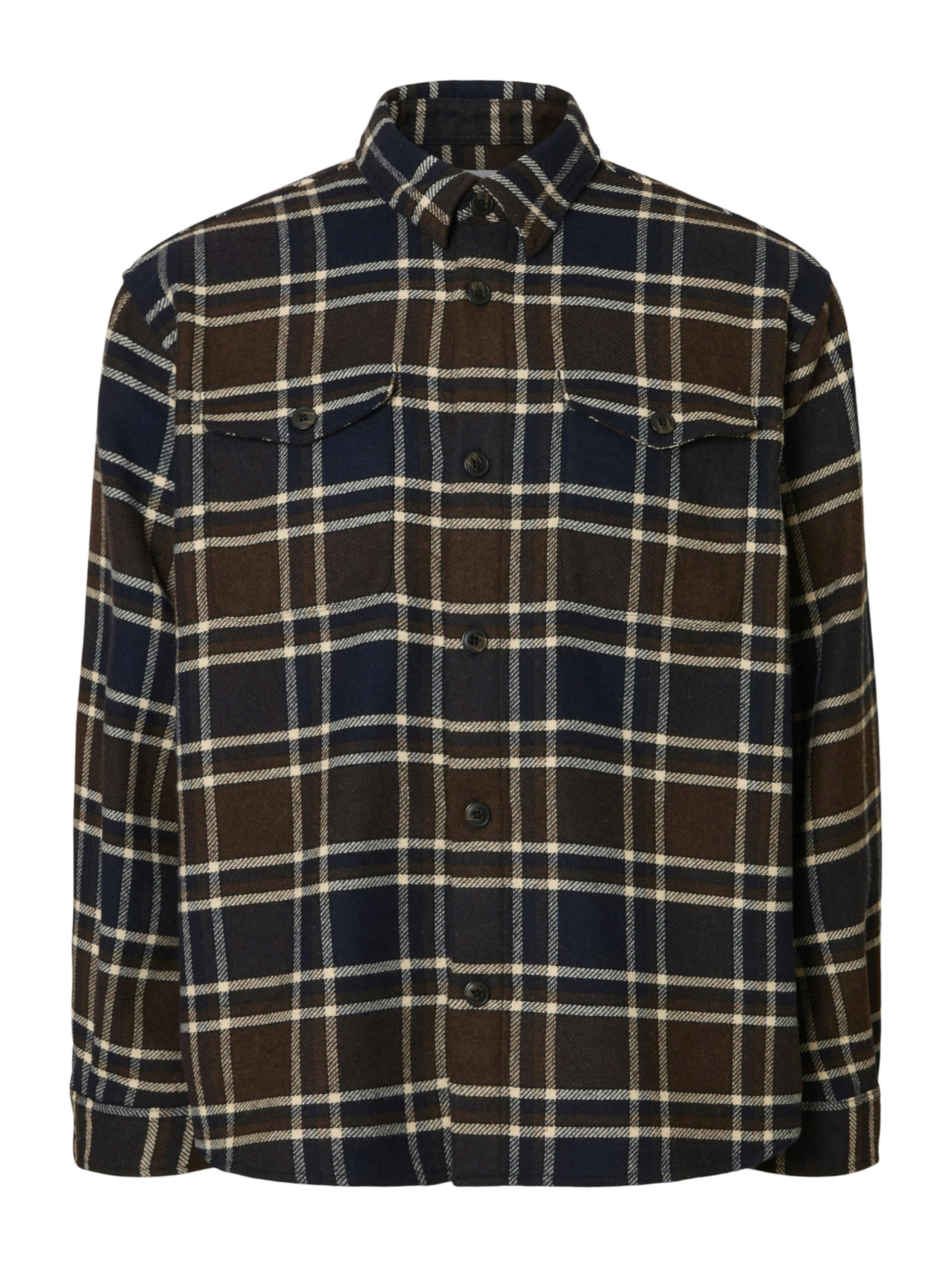 SELECTED Comfort fit Button Up Shirt 'SLHPABLO' in Brown: front