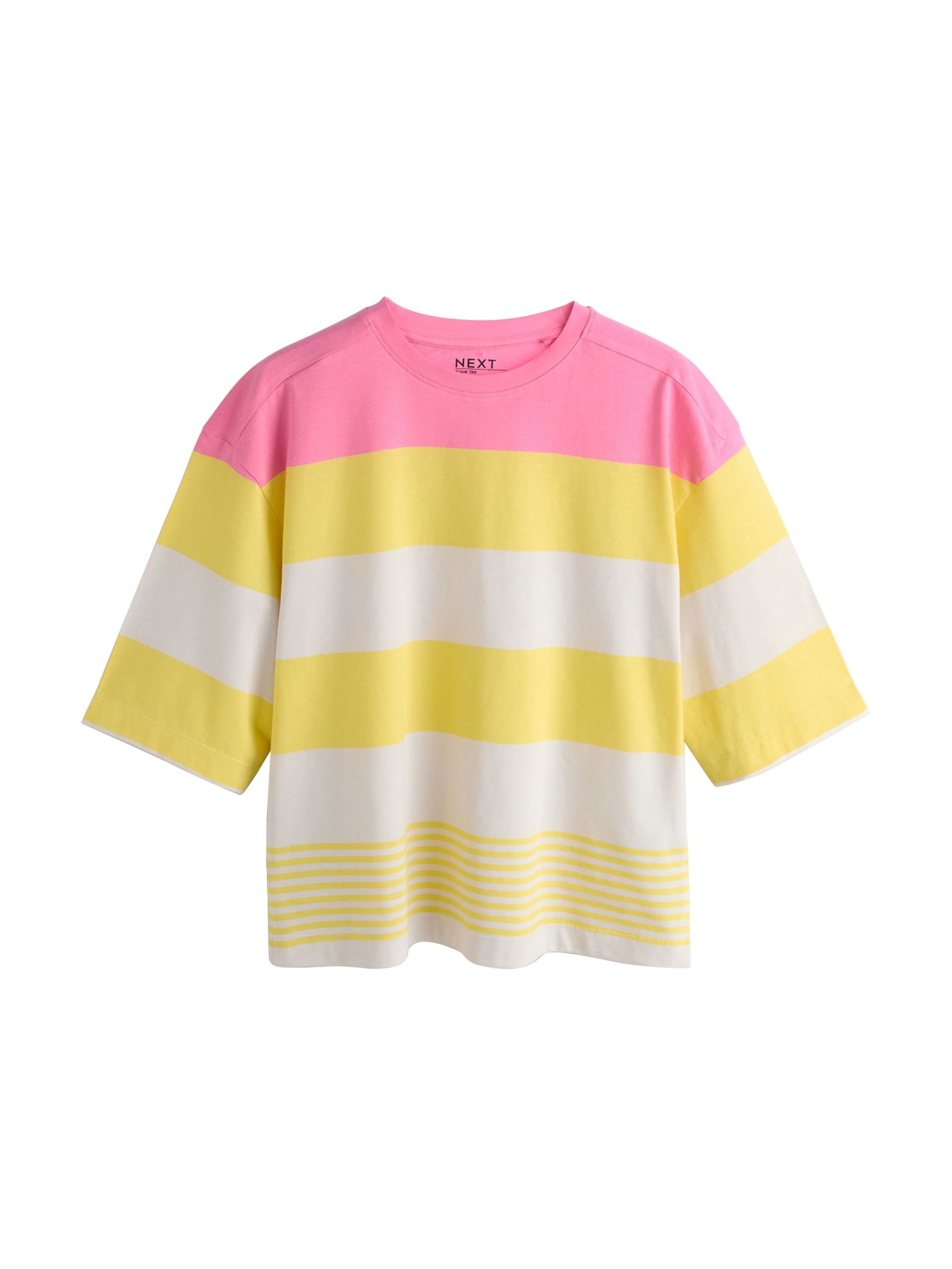 Next Shirts i gul / mørk pink / hvid, Produktvisning