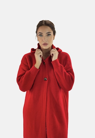 Elara Gebreide mantel in Rood