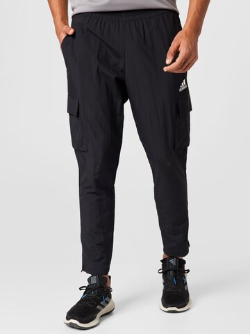 ADIDAS SPORTSWEAR Regular Workout Pants 'Essentials Small Logo' in Black: front