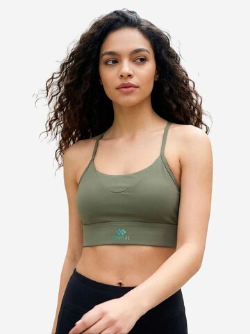 Tommy Life Bra 'TOMMY Damen-Figurbetontes Crop-Active-Top' in Green: front