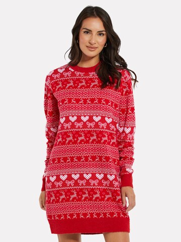 Threadbare Knitted dress 'Candy' in Red: front