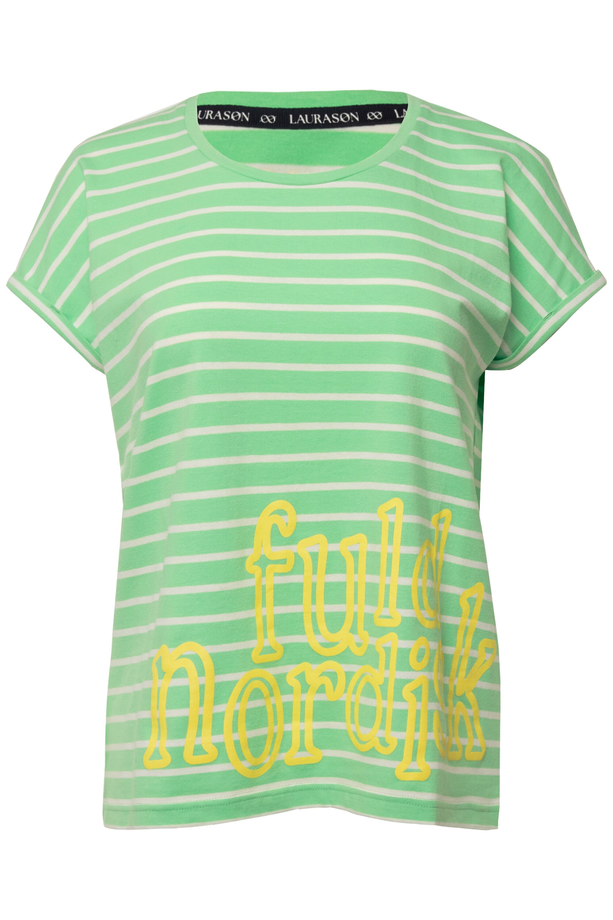 LAURASØN Shirt in gelb / hellgrün / offwhite, Produktansicht