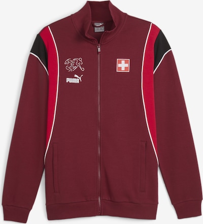 PUMA Athletic Jacket 'Schweiz FtblArchive' in Merlot / Cranberry / Black / Off white, Item view