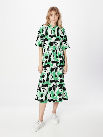 Monki - Vestido camisero en verde: frente