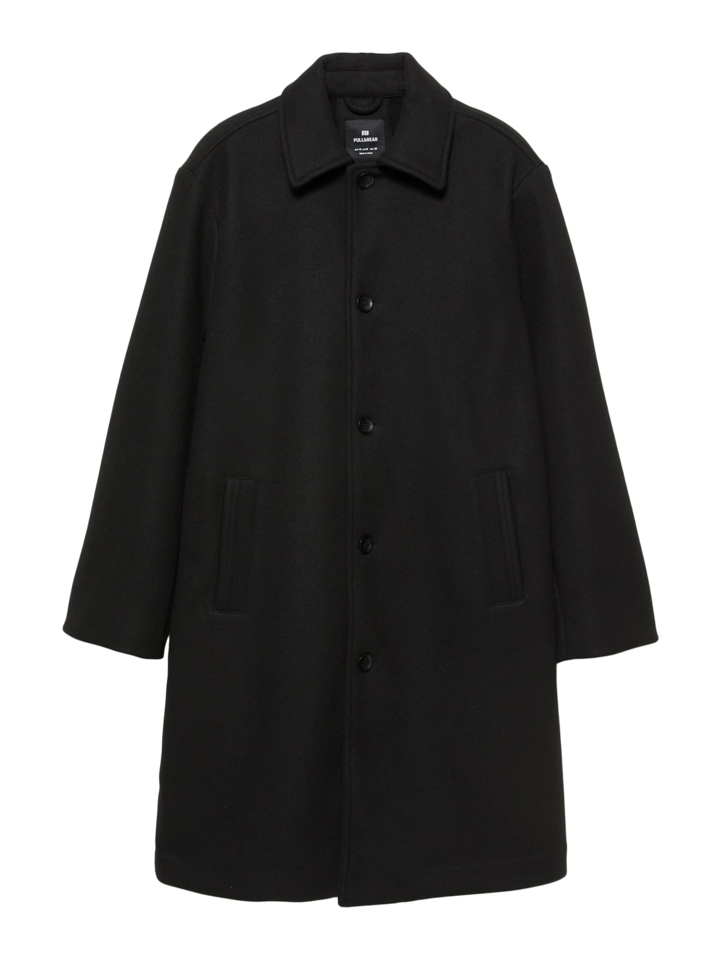 Pull&Bear Преходно палто в черно: отпред