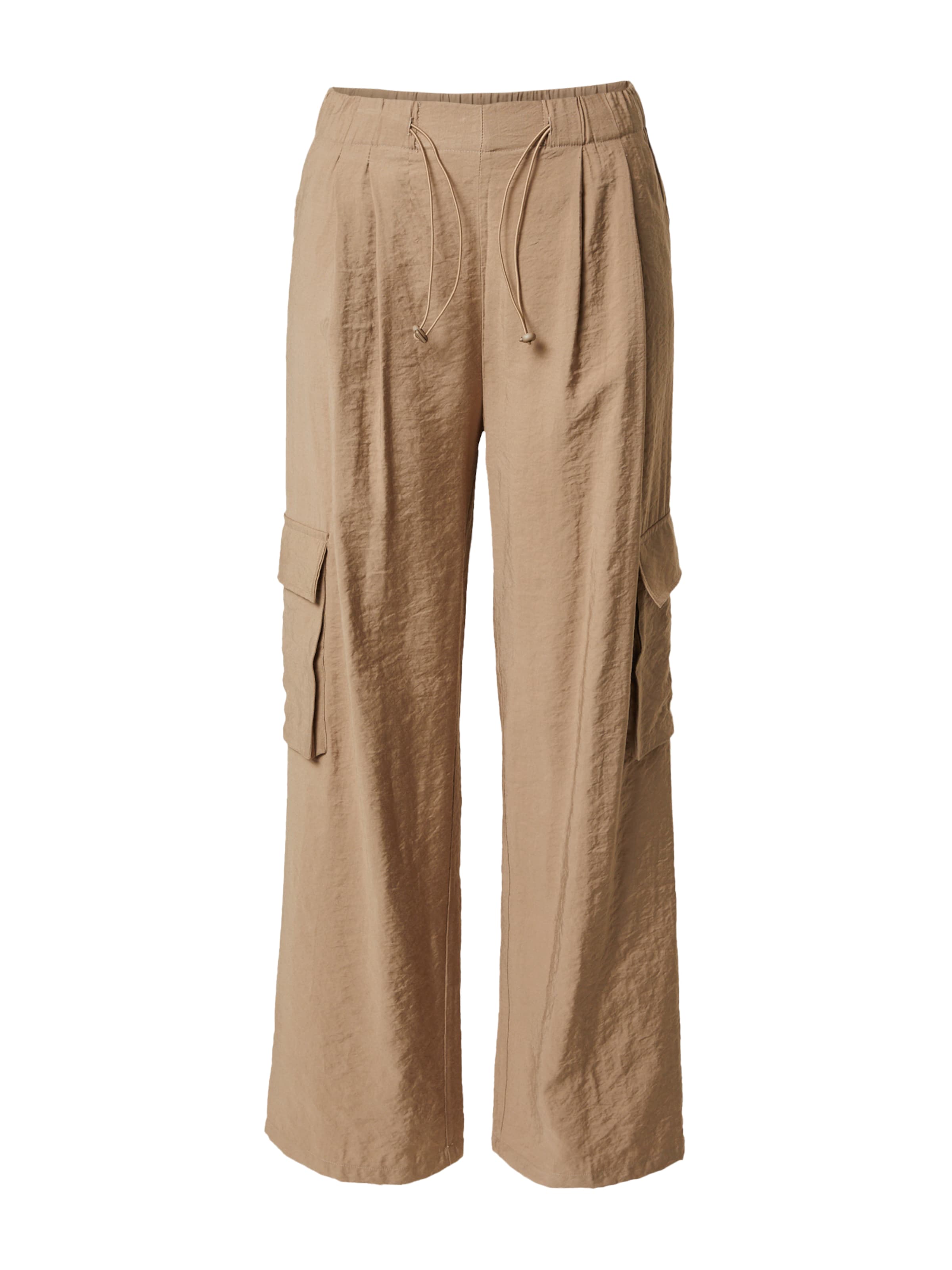 SISTERS POINT Wide leg Cargo Pants 'ELLA' in Beige: front