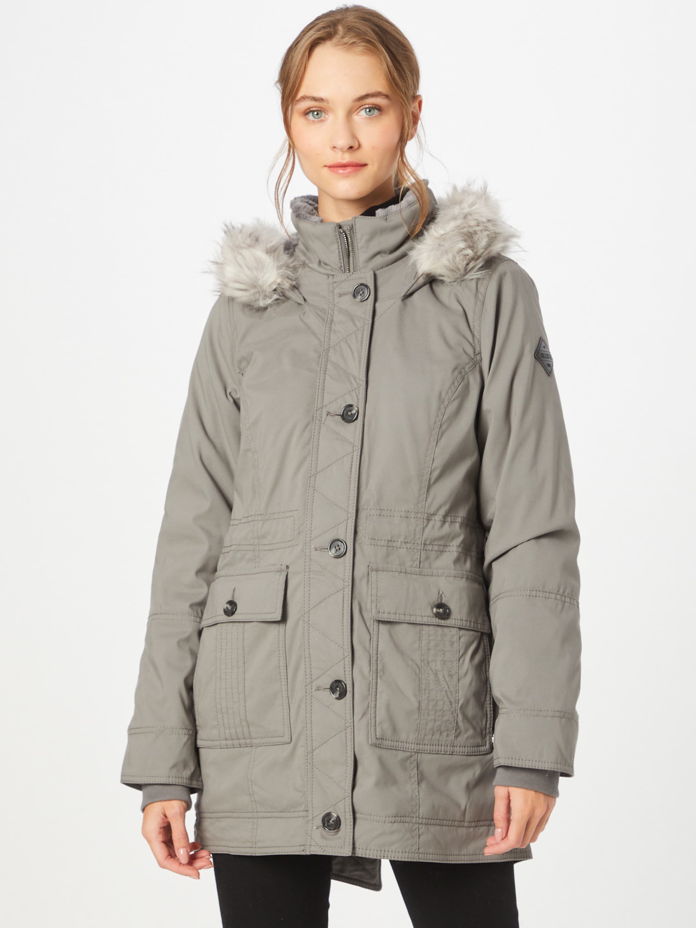 Hollister Teddy Lined Parka Jacket With Faux Fur Hood In Grey for Women