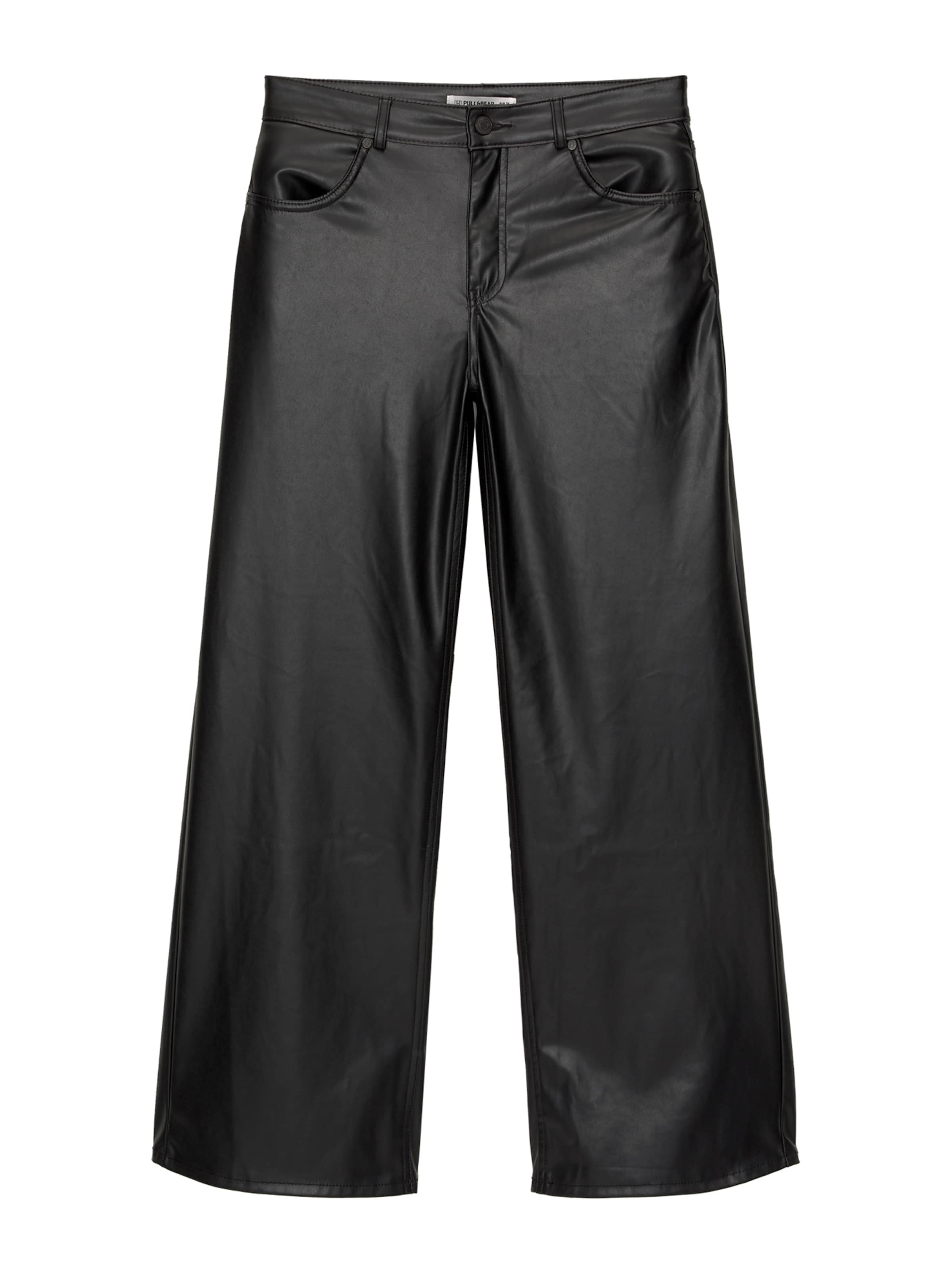Pull&Bear Wide leg Broek in Zwart: voorkant