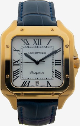 Montre à affichage analogique 'Conqueror The Golden Empress Bleu Sauvage' Laurent Philippe en or : devant