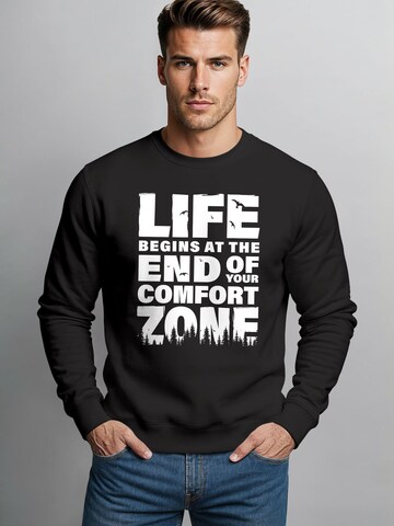 Neverless Sweatshirt 'life begins' in Schwarz: Vorderseite