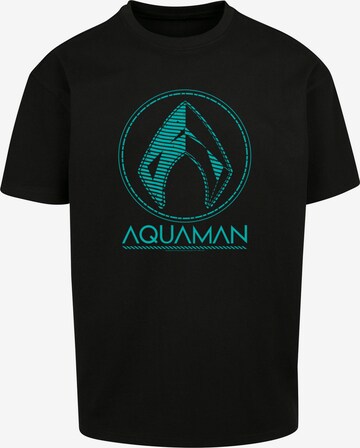 F4NT4STIC Shirt 'DC Comics Aquaman Aqua Logo' in Zwart: voorkant