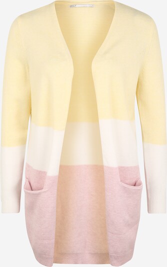 Only (Petite) Gebreid vest 'QUEEN' in de kleur Lichtgeel / Rosa / Wit, Productweergave