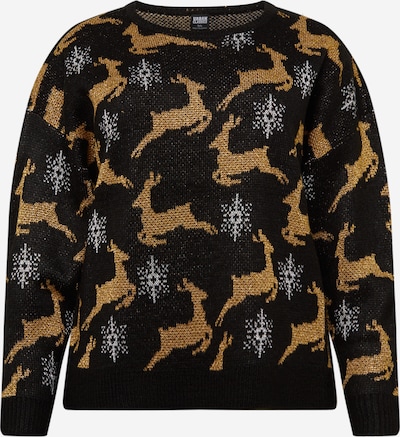 Urban Classics Curvy Široki pulover 'Christmas' u bež / crna / bijela, Pregled proizvoda