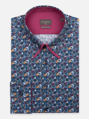 Slim fit Camicia business 'Sport Poplin Stretch Man Shirt Blue Yellow' di 7Camicie in blu