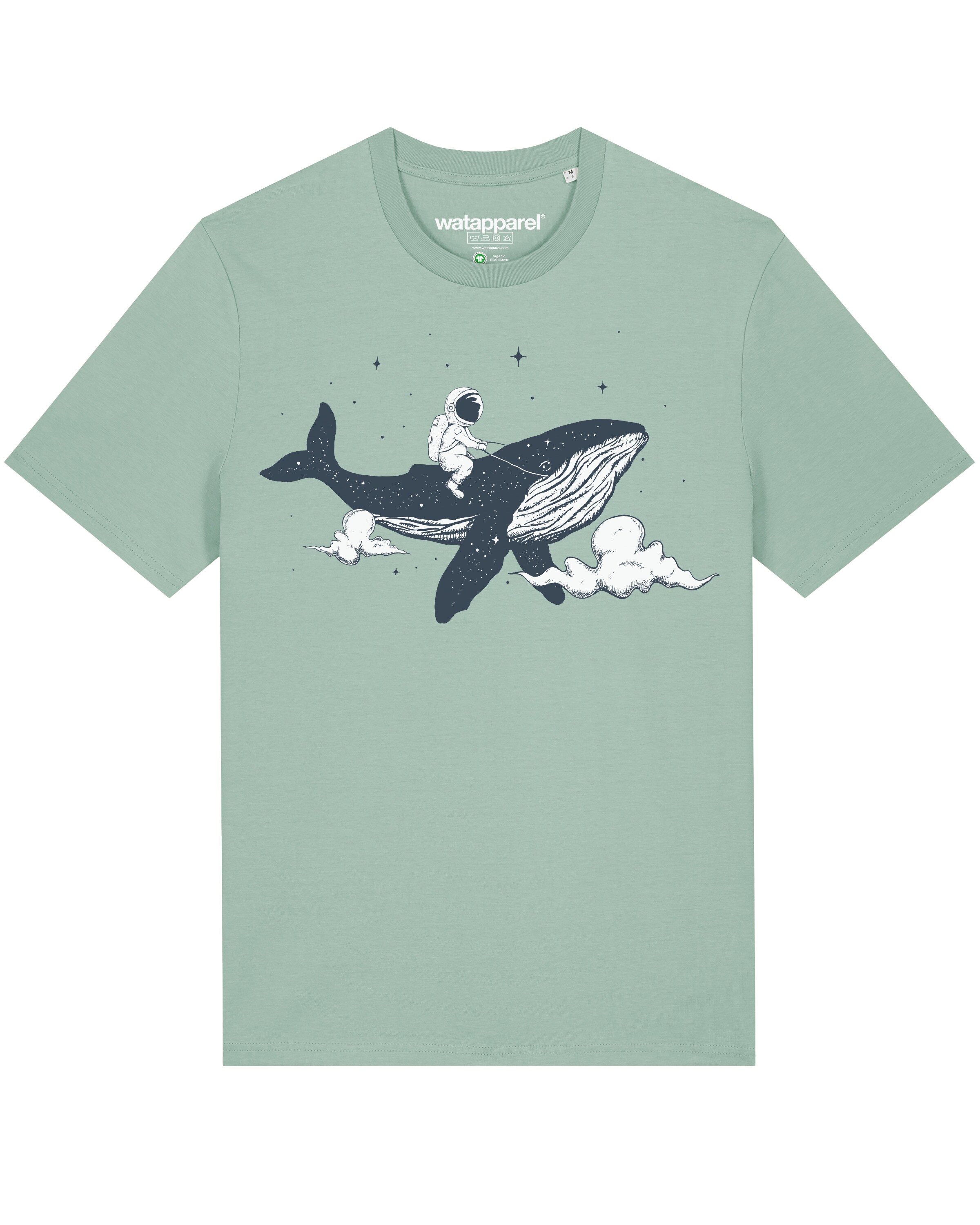Watapparel Shirt 'Spacewhale' in Grün: Vorderseite