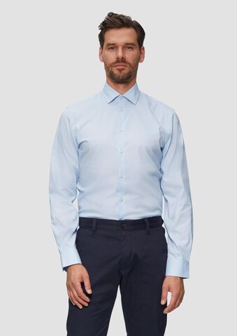 s.Oliver BLACK LABEL Slim fit Zakelijk overhemd in Blauw: voorkant