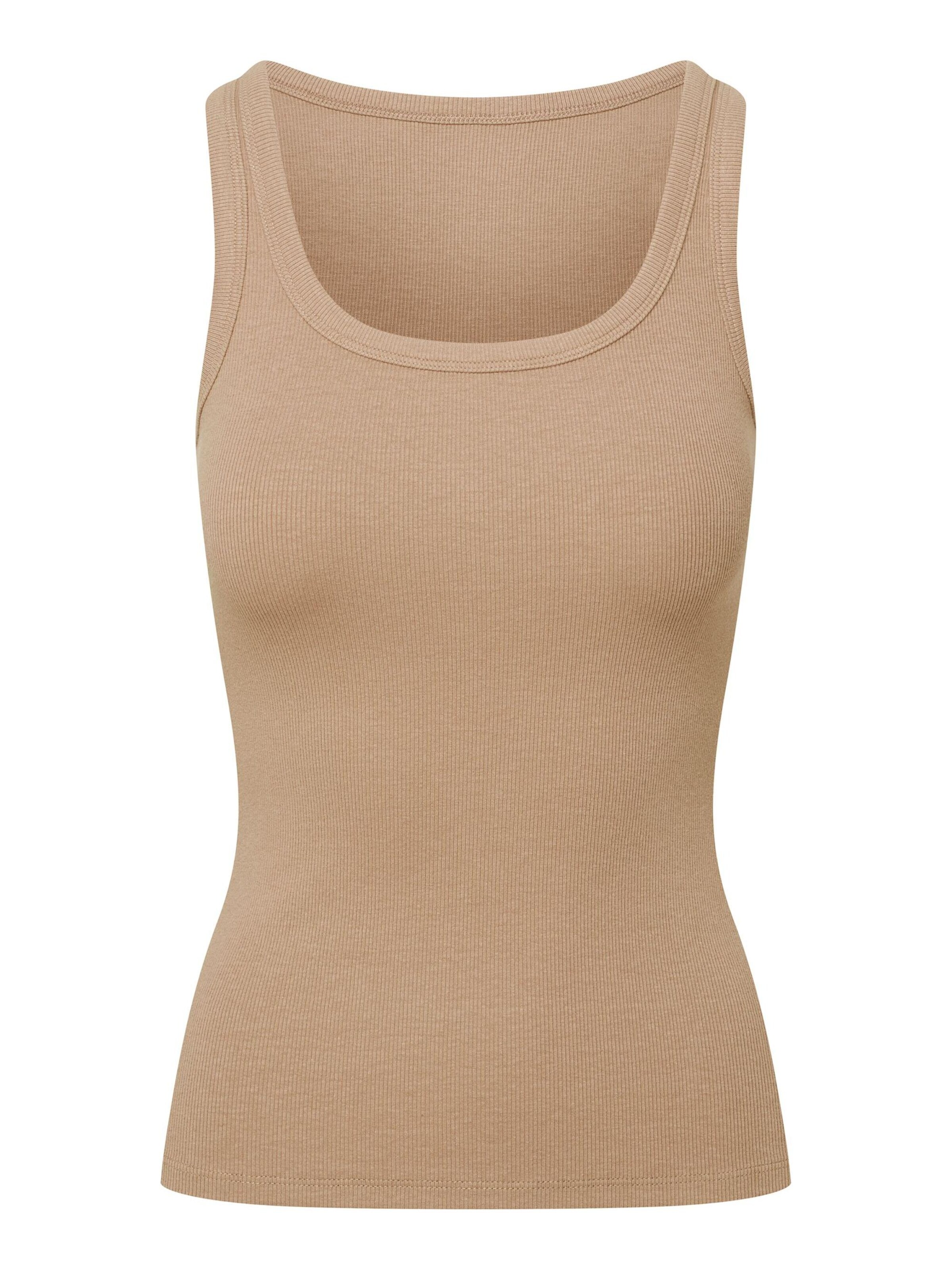 Top 'Ripp-Tanktop aus Viskose-Baumwoll-Mix, Jody 2' di ESOTIQ in beige: frontale