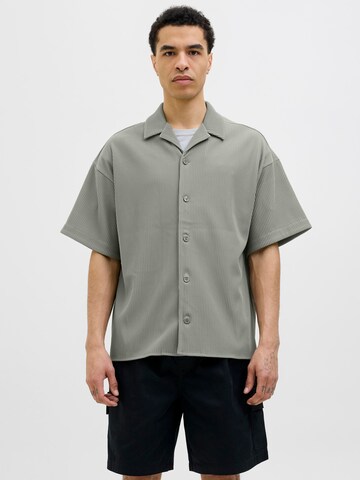 JACK & JONES Comfort fit Button Up Shirt in Grey: front