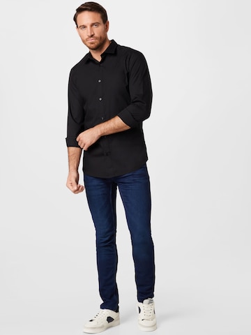 JACK & JONES - Slim Fit Camisa 'Joe' em preto