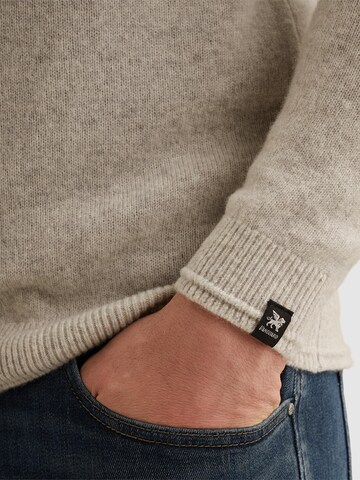 VANGUARD Tröja 'Pullover in wool with zip polo collar' i grå