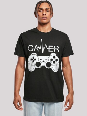 T-Shirt 'Gamer Heartbeat' F4NT4STIC en noir : devant