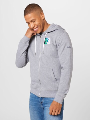 Pepe Jeans Zip-Up Hoodie 'PASCAL' in Grey: front