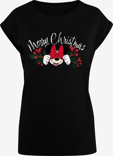 ABSOLUTE CULT T-Shirt 'Minnie Mouse - Christmas Holly' in dunkelgrün / knallrot / schwarz / weiß, Produktansicht